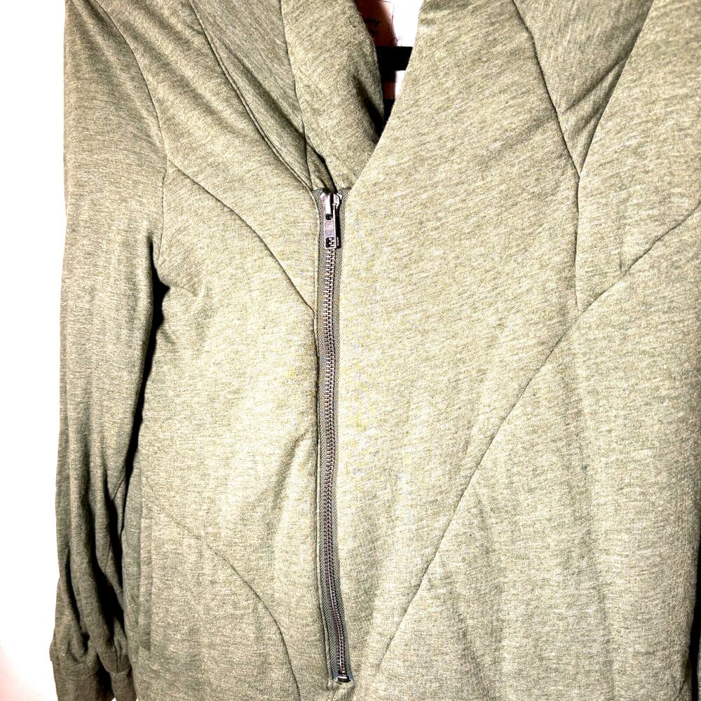 Saturday Sunday Anthropologie Quilted Jacket Green XS Waterfall Collar Full Zip - Picture 4 of 9